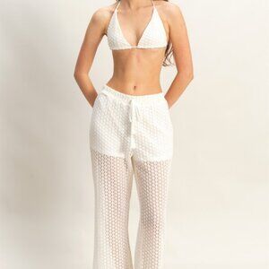 2-Piece Crochet Bra & Drawstring Pants Set